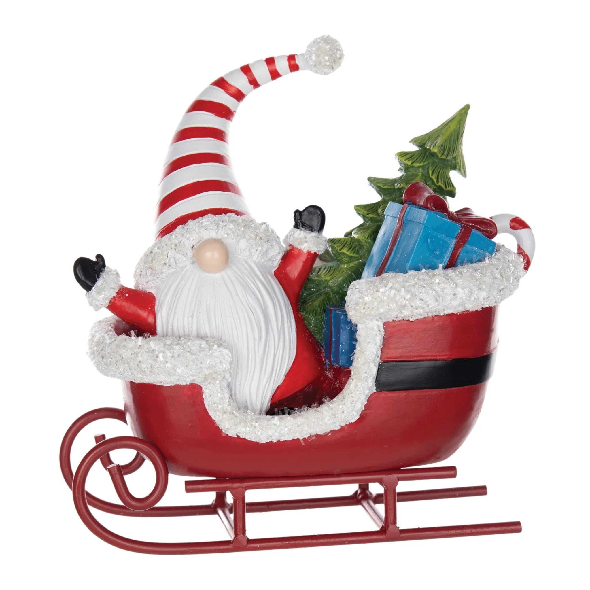 Santa Gnome in Sleigh Figurine - AMAZON FACTORY