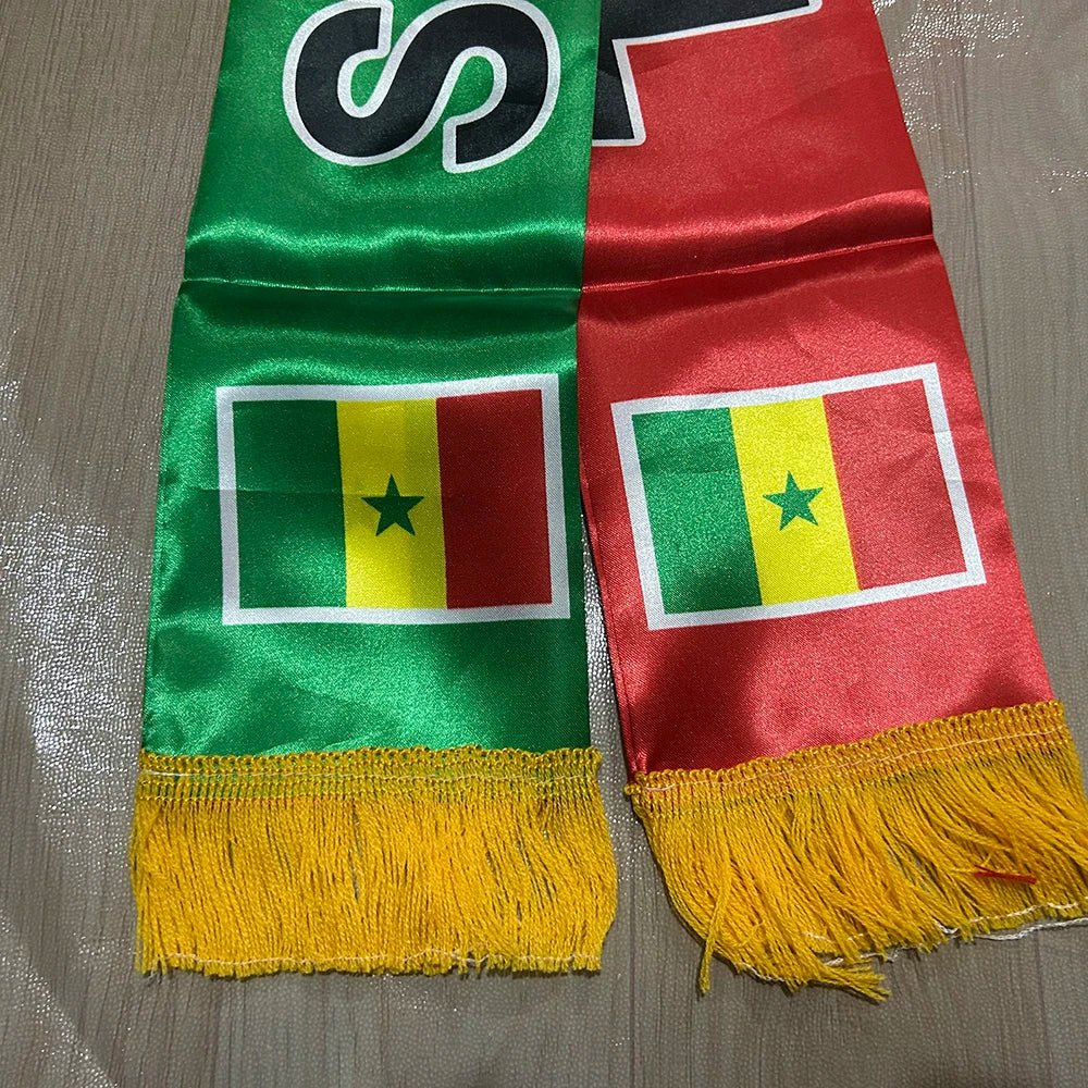 Senegal Scarf 14x135cm Double-sided Printed Senegal Flag Satin Scarf Suitable for 2026 world cup Sports Events-AMAZON FACTORY
