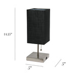 Simple Designs Petite Stick Lamp with USB Charging Port and Fabric Shade 2 Pack Set - AMAZON FACTORY