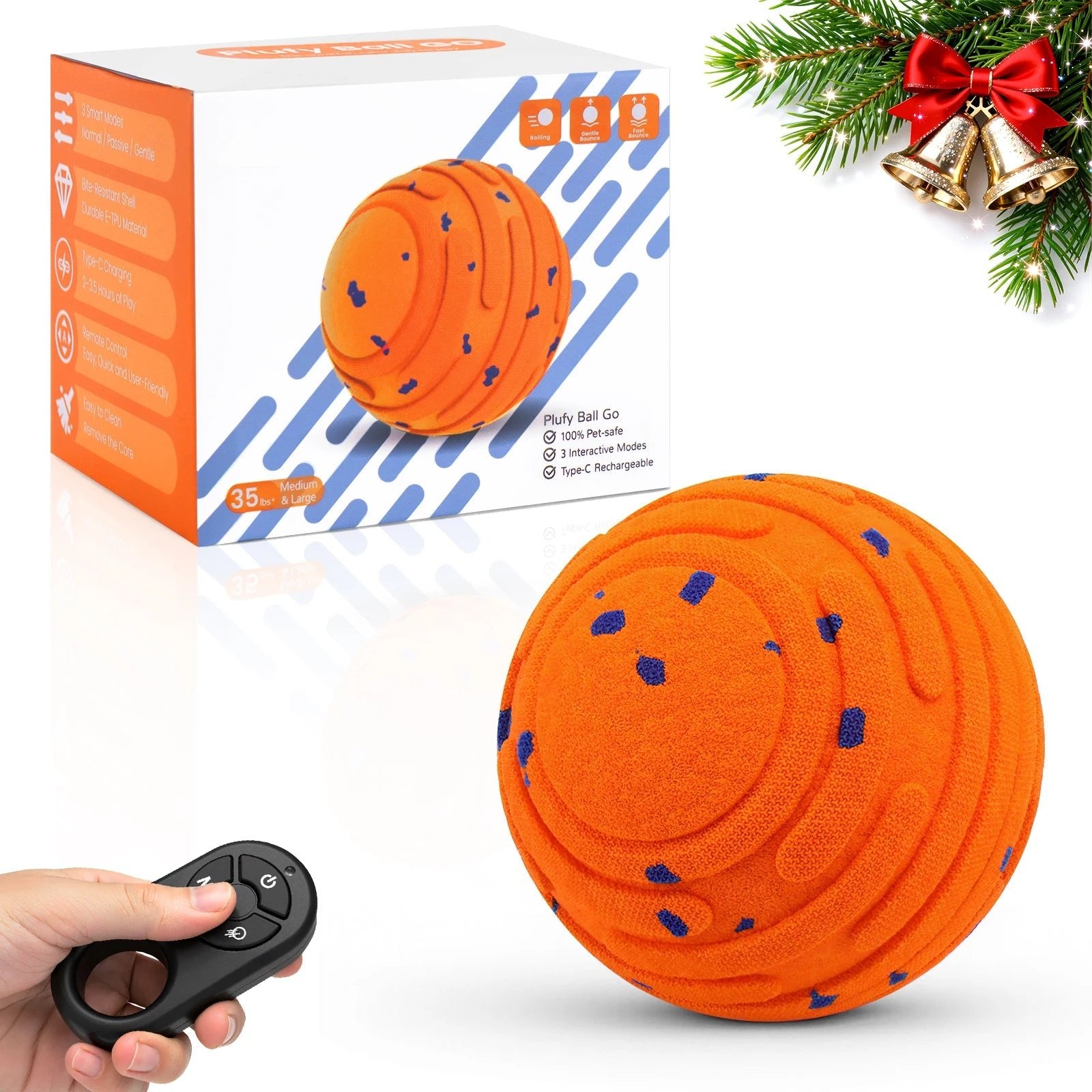 Smart Interactive Dog Toy, E-TPU Toy Ball for Aggressive Chewers, Automatic Moving, Rechargeable Ball for Small/M-AMAZON FACTORY