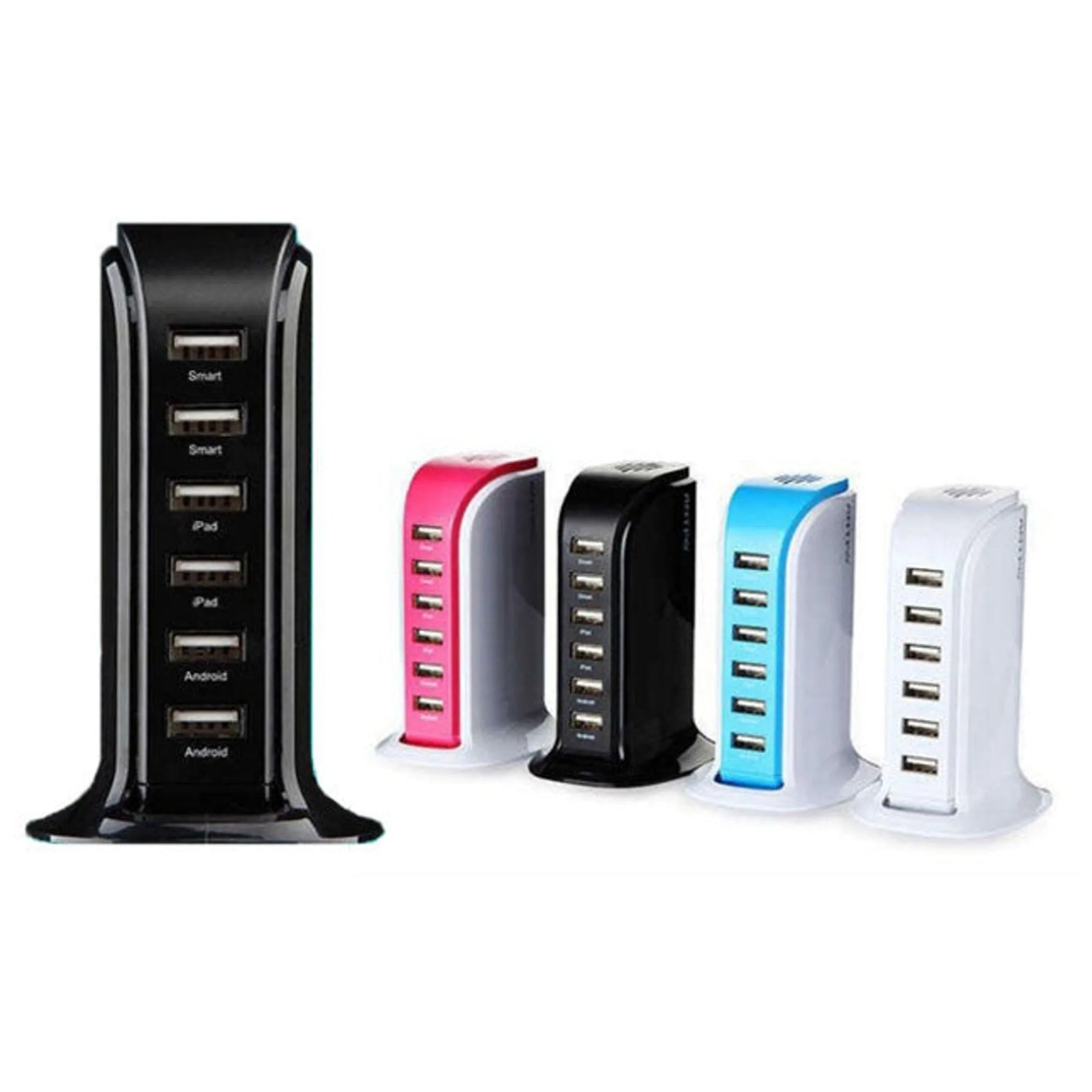 Smart Power 6 USB Colorful Tower for Every Desk at Home or Office charge any Gadget-AMAZON FACTORY