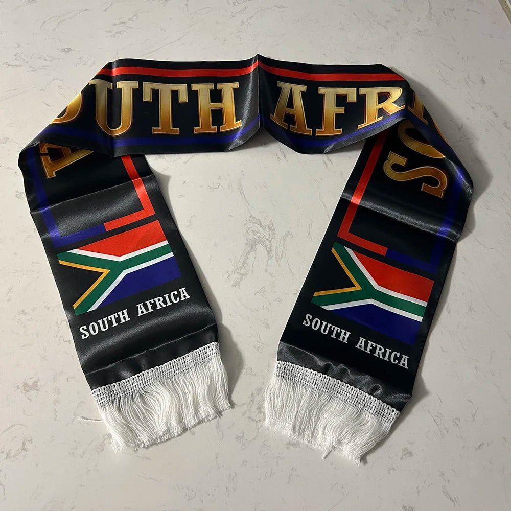 South Africa Scarf 12x135cm Double-sided Printed South Africa Flag Satin South Africa Scarf for 2026 world cup Sports Events-AMAZON FACTORY