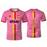 Spain Football Jerseys with Flag Graphics National Emblem T-Shirts Jerseys Smart Casual Wear Oversized T-Shirts Family Kids Tees-AMAZON FACTORY