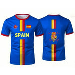 Spain Football Jerseys with Flag Graphics National Emblem T-Shirts Jerseys Smart Casual Wear Oversized T-Shirts Family Kids Tees-AMAZON FACTORY