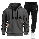 Spring and Autumn Men's Sweatshirt Set, Fashionable and Casual Set, Windproof Thickened Men's Sportswear and Pants 2-piece Set-AMAZON FACTORY