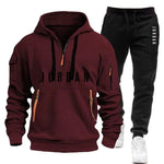 Spring and Autumn Men's Sweatshirt Set, Fashionable and Casual Set, Windproof Thickened Men's Sportswear and Pants 2-piece Set-AMAZON FACTORY