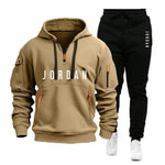 Spring and Autumn Men's Sweatshirt Set, Fashionable and Casual Set, Windproof Thickened Men's Sportswear and Pants 2-piece Set-AMAZON FACTORY