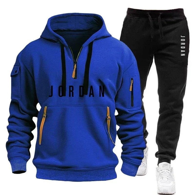 Spring and Autumn Men's Sweatshirt Set, Fashionable and Casual Set, Windproof Thickened Men's Sportswear and Pants 2-piece Set-AMAZON FACTORY