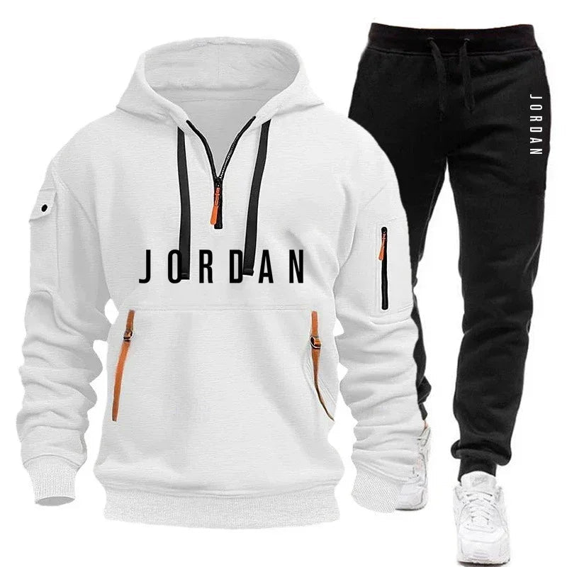 Spring and Autumn Men's Sweatshirt Set, Fashionable and Casual Set, Windproof Thickened Men's Sportswear and Pants 2-piece Set-AMAZON FACTORY