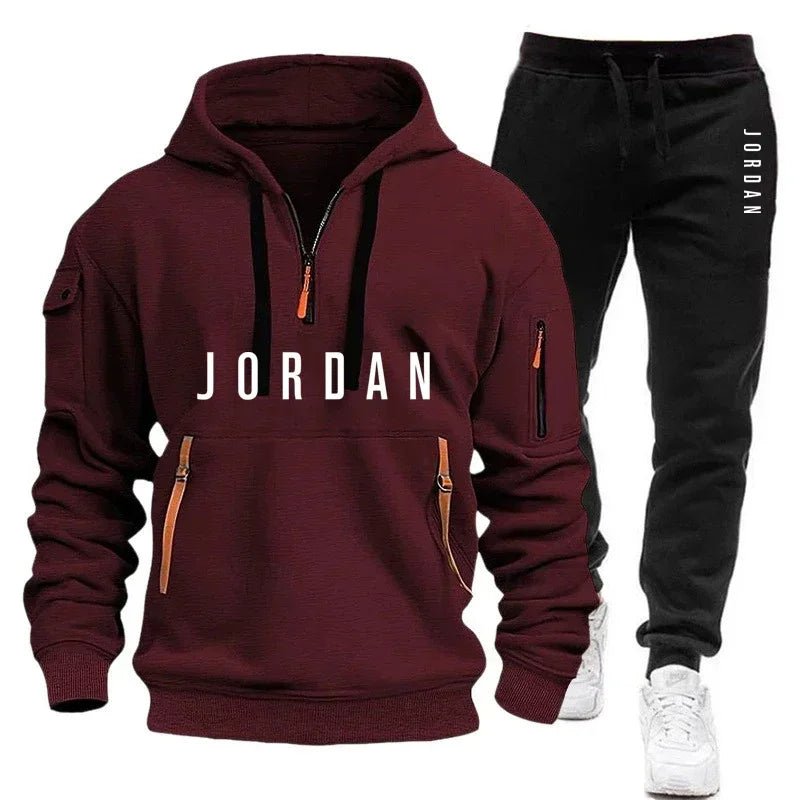 Spring and Autumn Men's Sweatshirt Set, Fashionable and Casual Set, Windproof Thickened Men's Sportswear and Pants 2-piece Set-AMAZON FACTORY