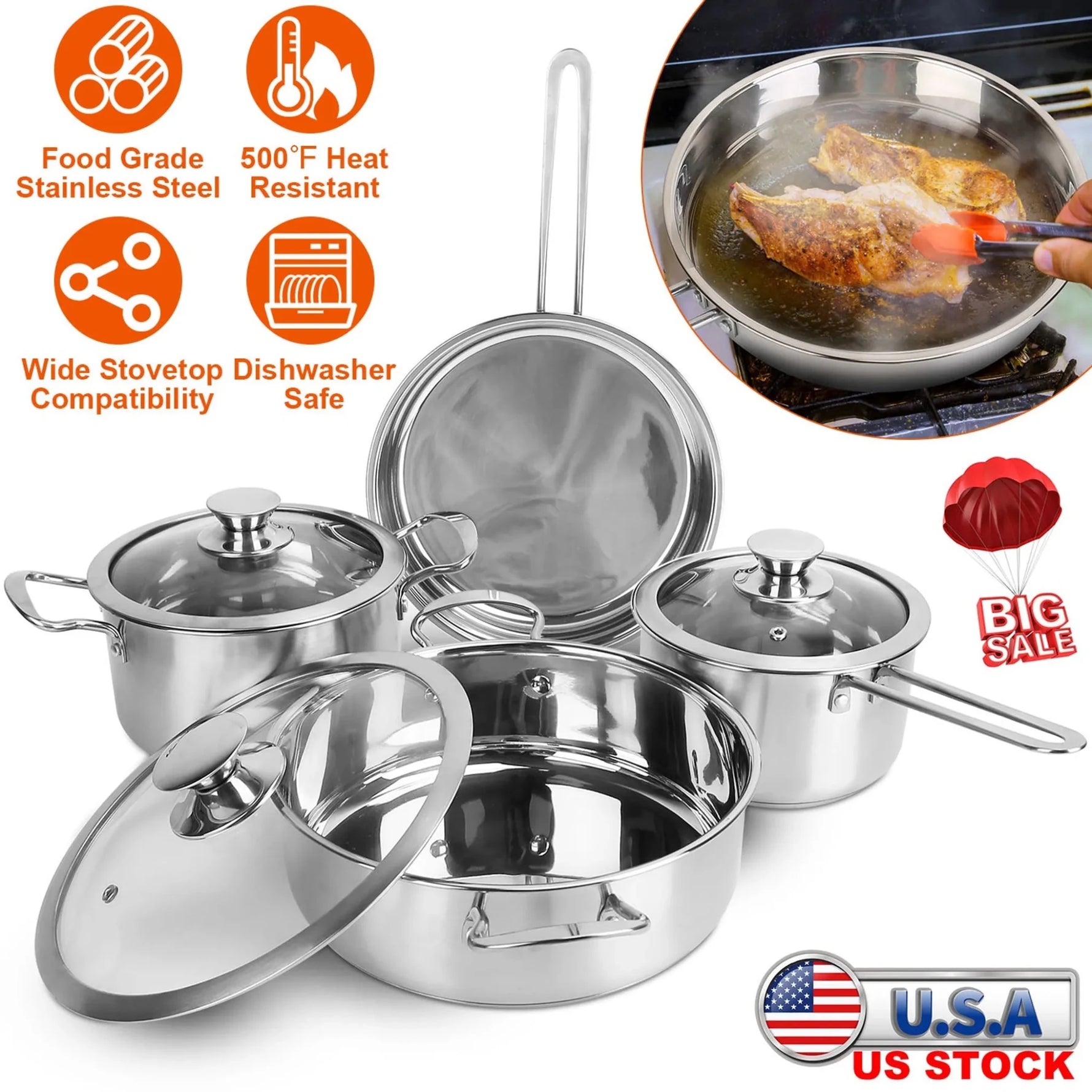 Stainless Steel Cookware Set-AMAZON FACTORY