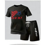 Summer men's casual short-sleeved T-shirt and shorts sports outfit - comfortable printed lightweight quick-drying set-AMAZON FACTORY