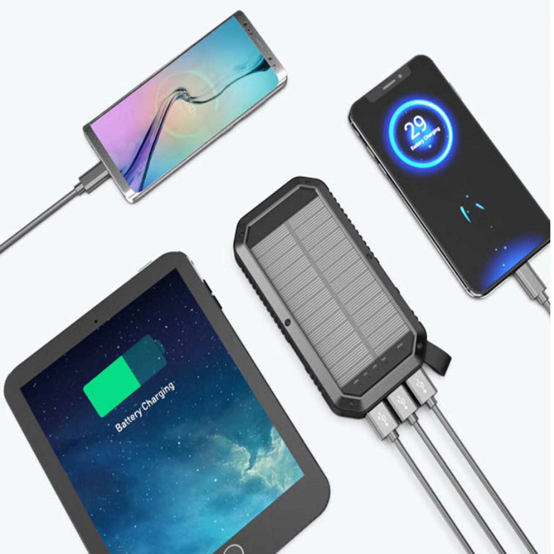 Sun Chaser Mini Solar Powered Wireless Phone Charger 10,000 mAh With LED Flood Light - AMAZON FACTORY