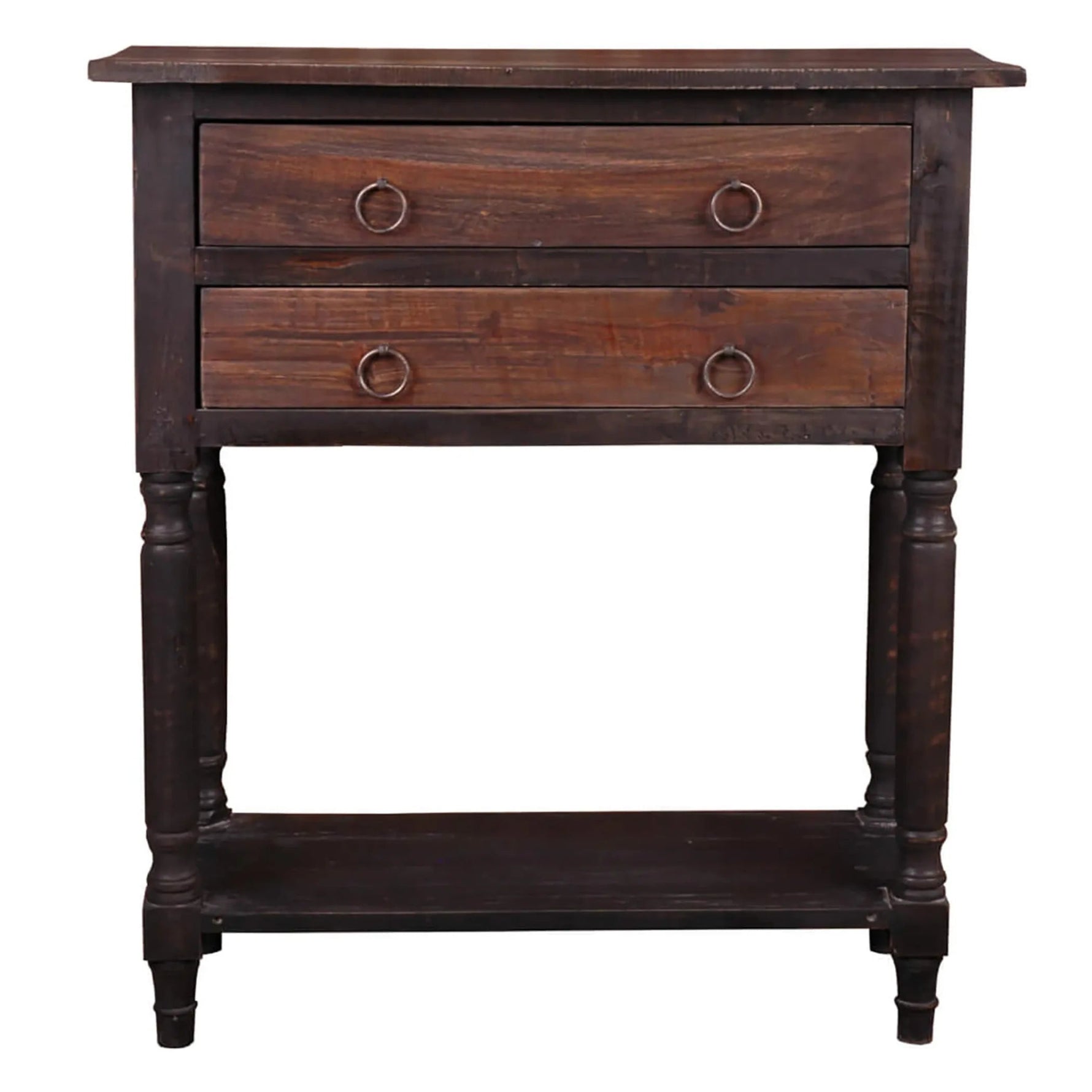 Sunset Trading Cottage Stacked Drawer Storage Table | Distressed Black/Raftwood Brown Solid Wood | Fully Assembled Side Display Cabinet-AMAZON FACTORY