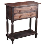 Sunset Trading Cottage Stacked Drawer Storage Table | Distressed Black/Raftwood Brown Solid Wood | Fully Assembled Side Display Cabinet-AMAZON FACTORY