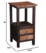 Sunset Trading Cottage Two Drawer End Side Table | Distressed Black/Raftwood Brown Solid Wood | Fully Assembled - AMAZON FACTORY