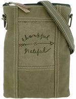 Thankful Grateful Recycled Military Tent Crossbody Messenger Mesenger Bag - AMAZON FACTORY