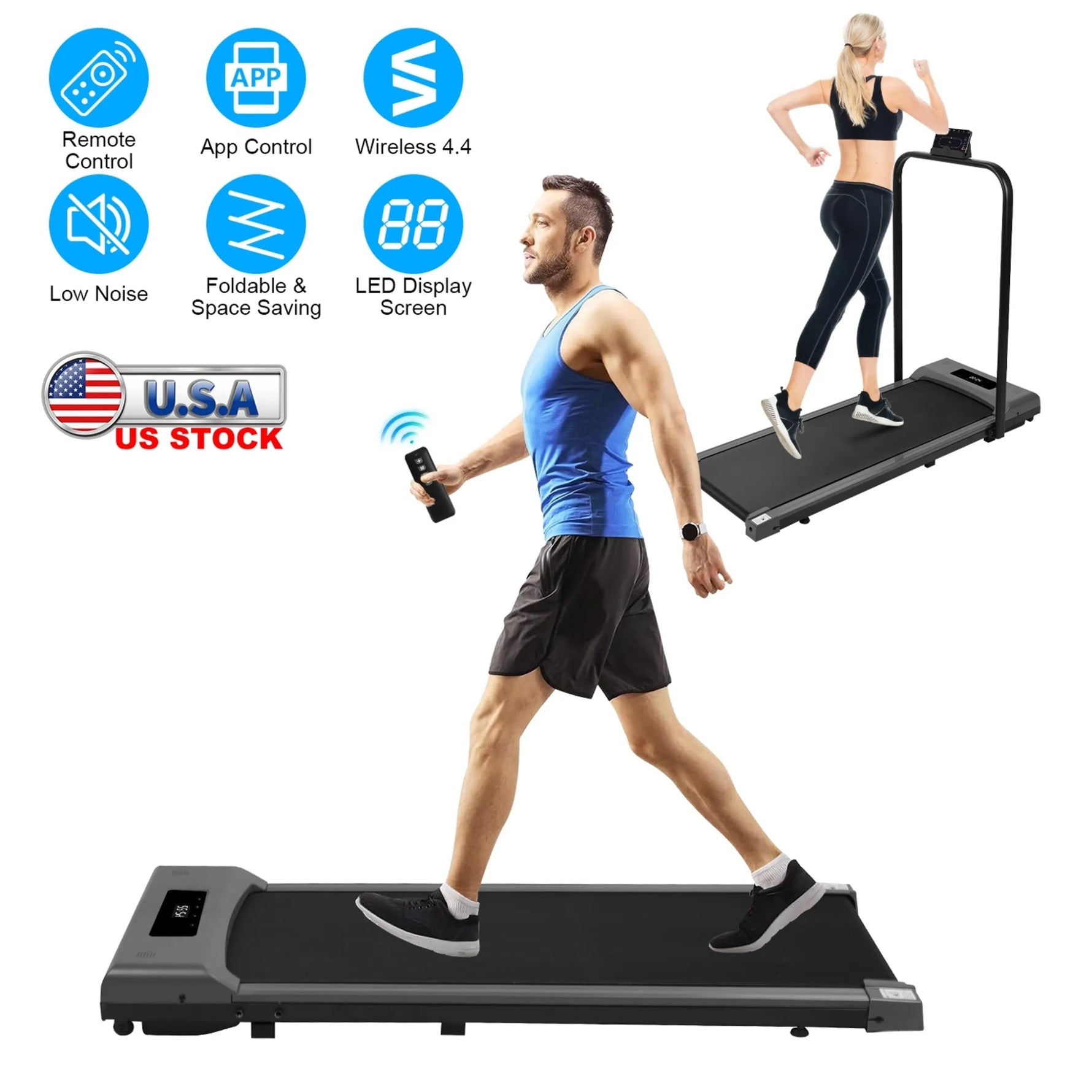 The Amazon Factory fitness Acessories 2 - in - 1 Under Desk Folding Treadmill Foldable Walking Pad - AMAZON FACTORY