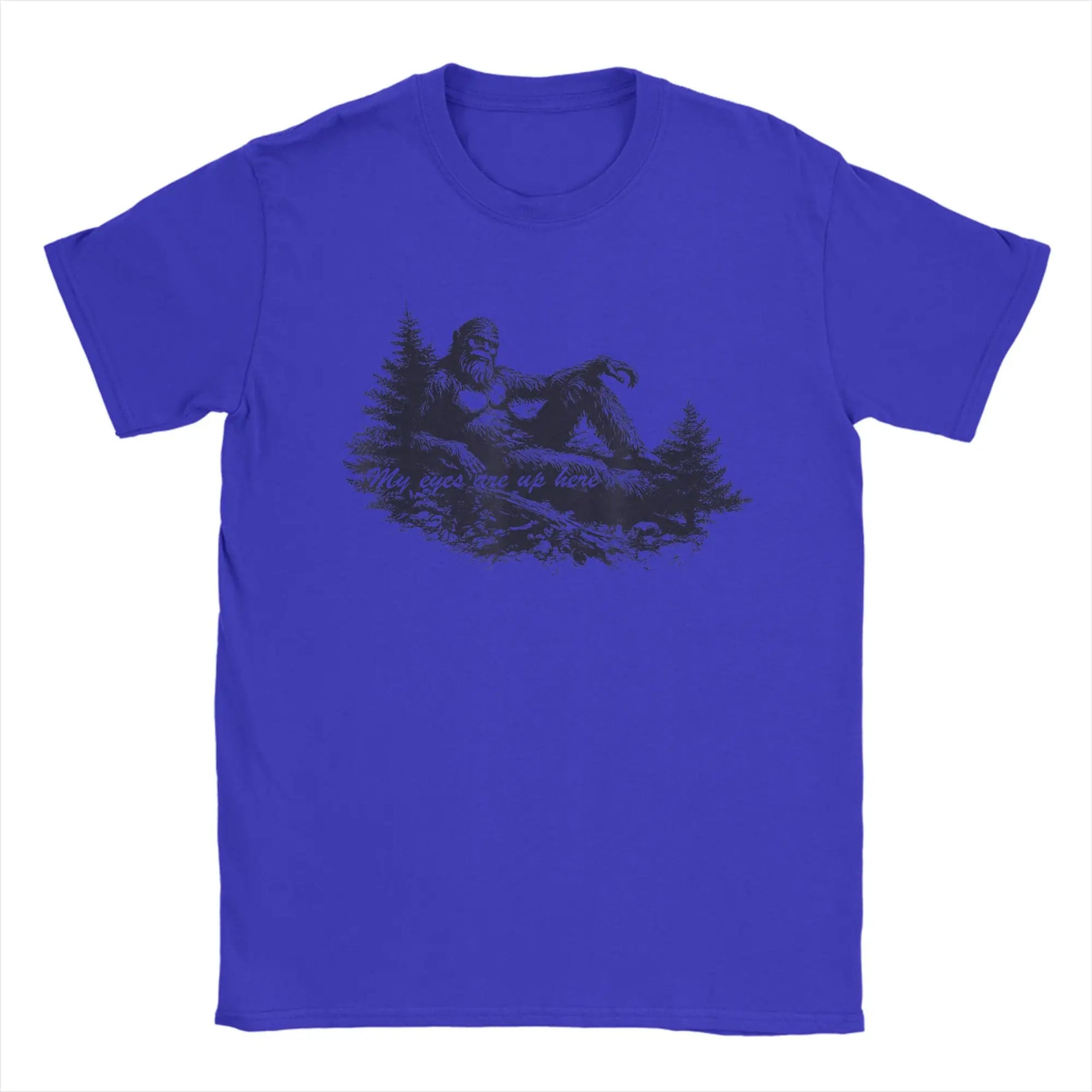 Bigfoot-s Deep Thoughts My Eyes are Up Here Men's T Shirts Funny Tees Short Sleeve Crewneck T-Shirt Cotton Printing Clothing-AMAZON FACTORY