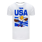 USA National Football Team Mascot Graphic Tee Mens Crew Neck Short Sleeve Breathable Casual Cartoon Eagle Print Soccer T Shirt-AMAZON FACTORY