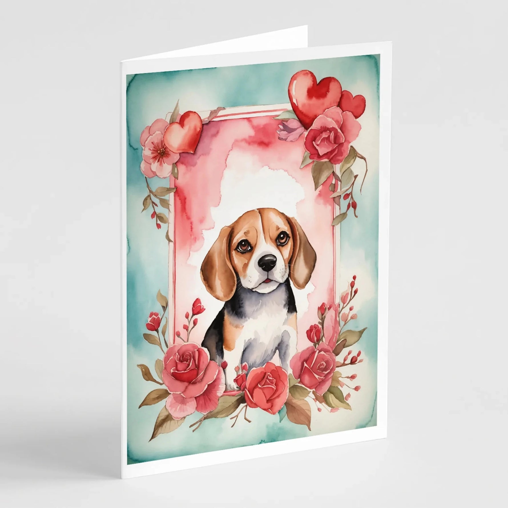 Valentine Roses Greeting Cards - Size: 5X7 | Pack Of: 8 | Collection name: Valentine roses-AMAZON FACTORY