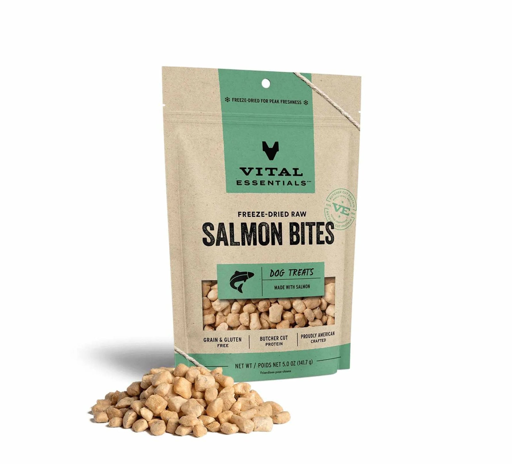 Vital Essentials(R) Freeze-Dried Raw Salmon Bites (5.0 oz) Dog Treats-AMAZON FACTORY