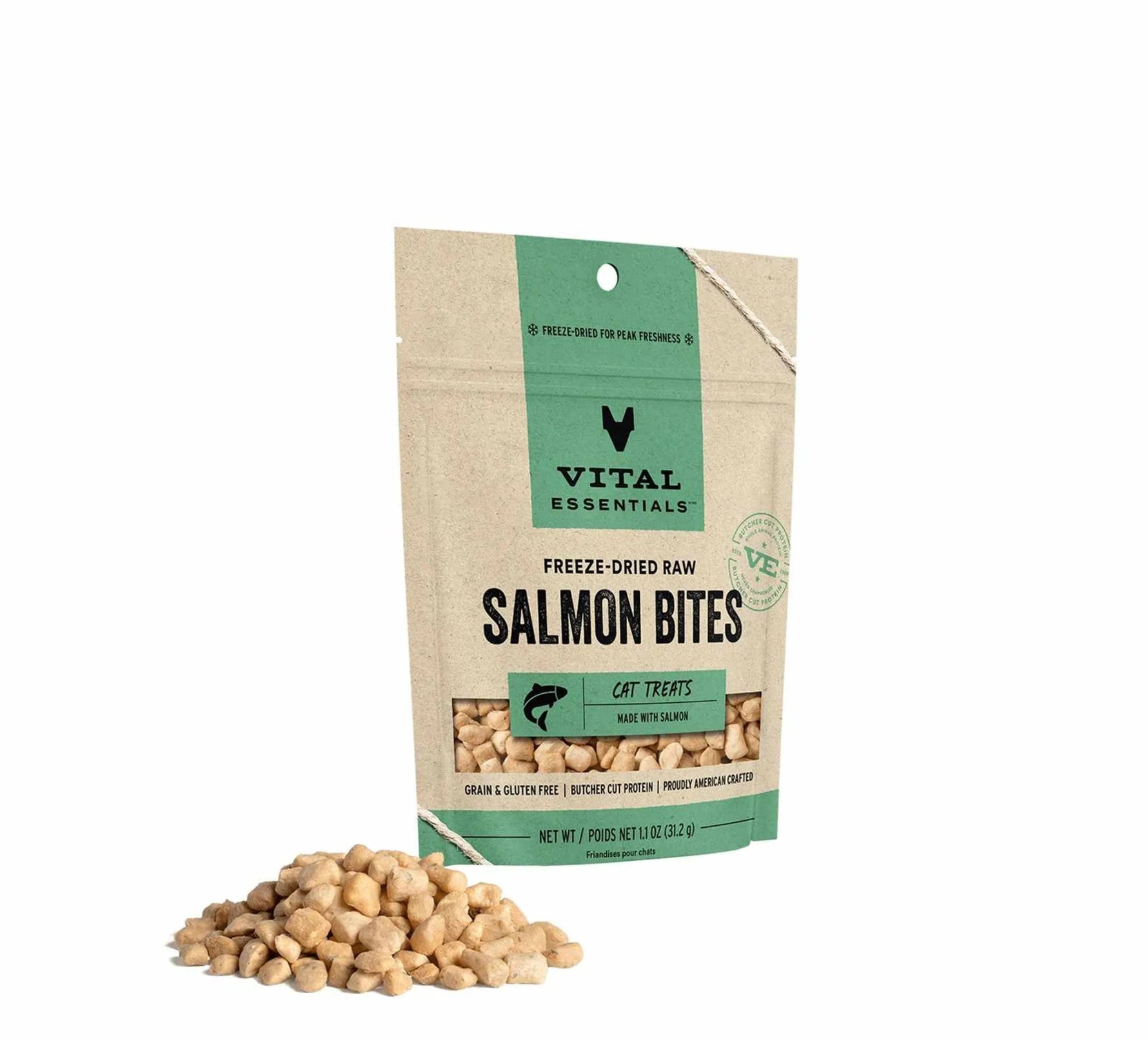 Vital Essentials(R) Freeze - Dried Salmon Bites Cat Treats, 1.1 oz - AMAZON FACTORY