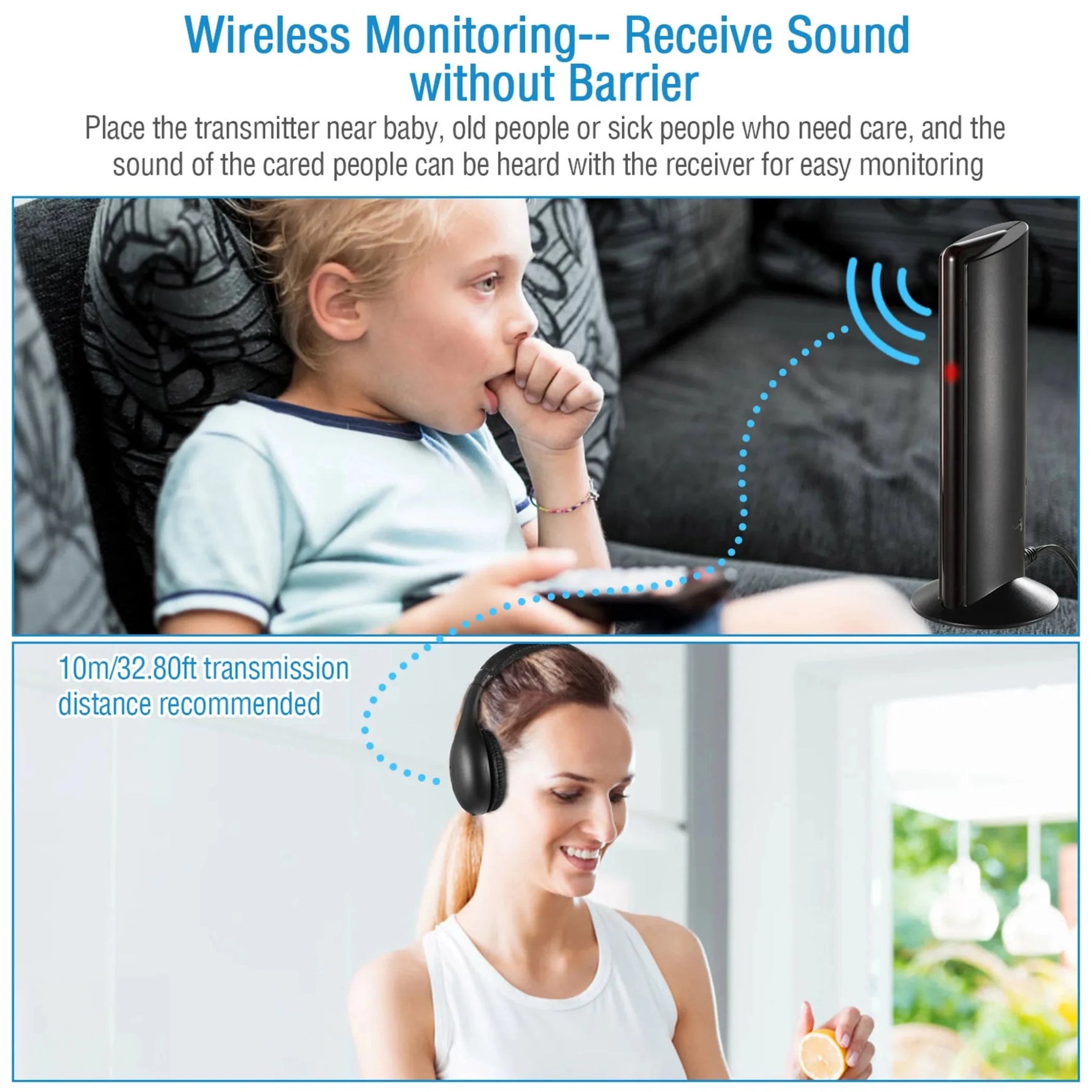 Wireless RF Headphones HiFi Over-Ear Headsets-AMAZON FACTORY