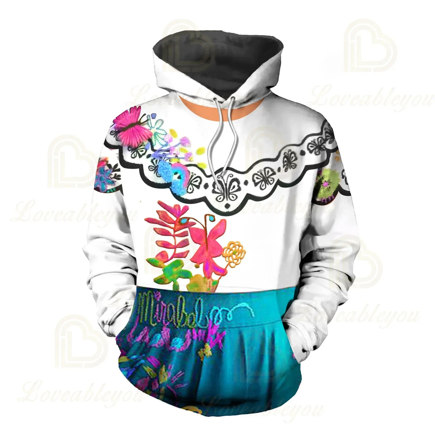 wiwiwi 123Dis Girls Encanto Mirabel Madrigal Hoodie Party Cosplay Costume Children Fancy Dolores Isabela Men Women Spring Sweats-AMAZON FACTORY