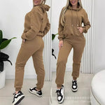 Women 2 Piece Outfits Lounge Kangaroo Pocket Design Fleece Lined Hoodie Jogger Cuffed Sweatpants Tracksuit Sweatsuit Set-AMAZON FACTORY