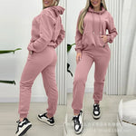 Women 2 Piece Outfits Lounge Kangaroo Pocket Design Fleece Lined Hoodie Jogger Cuffed Sweatpants Tracksuit Sweatsuit Set-AMAZON FACTORY