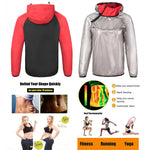 Women Men 2-Piece Sweat Sauna Suit Outfit Long-Sleeve Windproof Hoodie+Pants Set for Workout Gym Fitness Sports Boxing Wrestling-AMAZON FACTORY