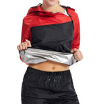 Women Men 2-Piece Sweat Sauna Suit Outfit Long-Sleeve Windproof Hoodie+Pants Set for Workout Gym Fitness Sports Boxing Wrestling-AMAZON FACTORY