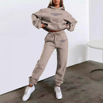 Women's Printed Hoodie Set Cotton Blend Comfortable Floral Pattern T-shirt with Pocket Full Sleeve Casual Outfit Matching Sets-AMAZON FACTORY