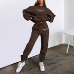 Women's Printed Hoodie Set Cotton Blend Comfortable Floral Pattern T-shirt with Pocket Full Sleeve Casual Outfit Matching Sets-AMAZON FACTORY