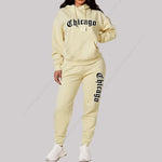 Women's Sets Hoodies Pants 2 Piece Outfits Aesthetic Sportswear Sweatsuit Chicago Graphic Letter Print Plus Size Pink Tracksuit-AMAZON FACTORY