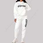 Women's Sets Hoodies Pants 2 Piece Outfits Aesthetic Sportswear Sweatsuit Chicago Graphic Letter Print Plus Size Pink Tracksuit-AMAZON FACTORY