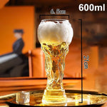 World Football Trophy Shape Beer Glass, High Borosilicate Glass, 450ml/600ml/800ml, Fan Gift for 2026 Soccer Matches & Parties-AMAZON FACTORY