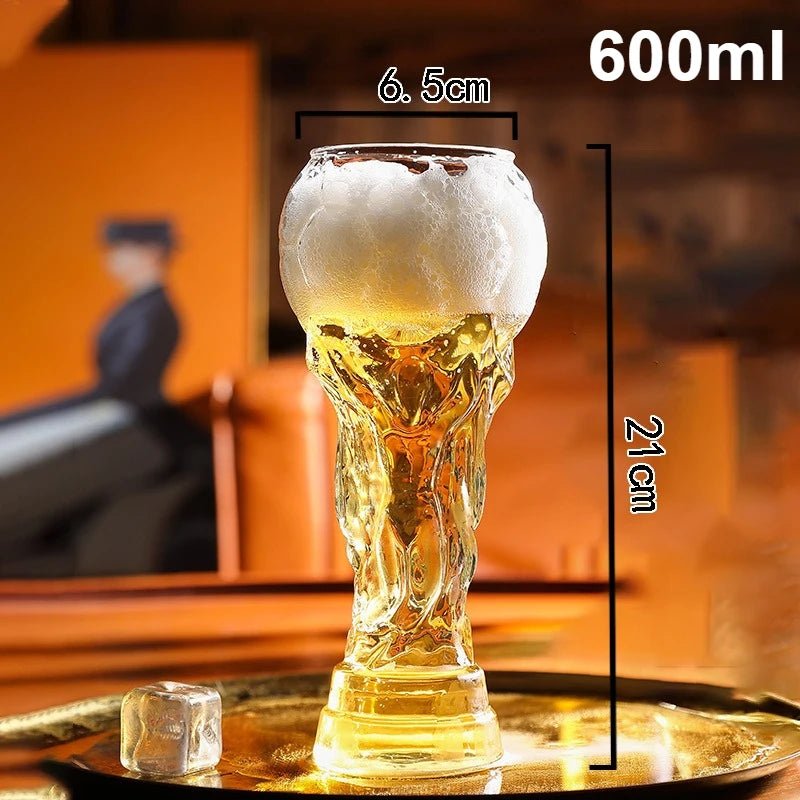 World Football Trophy Shape Beer Glass, High Borosilicate Glass, 450ml/600ml/800ml, Fan Gift for 2026 Soccer Matches & Parties-AMAZON FACTORY