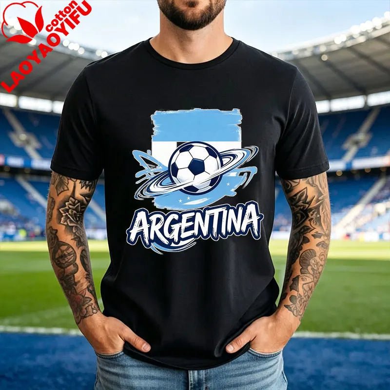 World Soccer Fan Tee Football 2026 USA Canada Mexico Spain Argentina Brazil National Teams Flag Graphic Men's Unisex Tshirt-AMAZON FACTORY