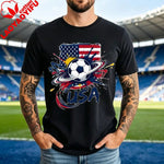 World Soccer Fan Tee Football 2026 USA Canada Mexico Spain Argentina Brazil National Teams Flag Graphic Men's Unisex Tshirt-AMAZON FACTORY