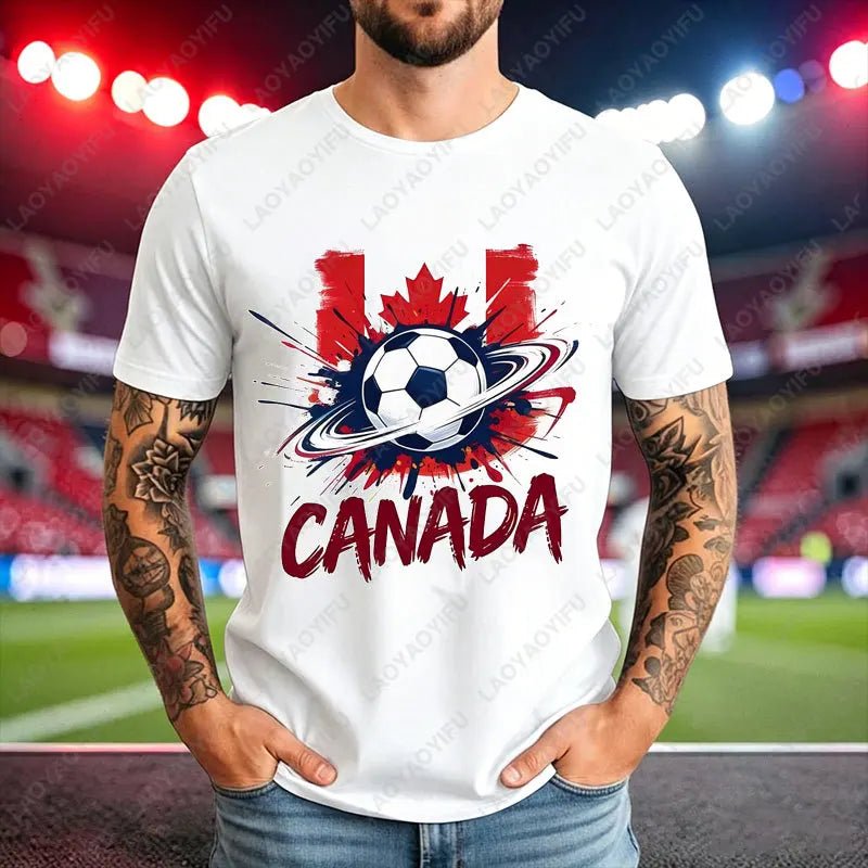 World Soccer Fan Tee Football 2026 USA Canada Mexico Spain Argentina Brazil National Teams Flag Graphic Men's Unisex Tshirt-AMAZON FACTORY