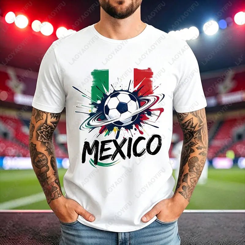 World Soccer Fan Tee Football 2026 USA Canada Mexico Spain Argentina Brazil National Teams Flag Graphic Men's Unisex Tshirt-AMAZON FACTORY