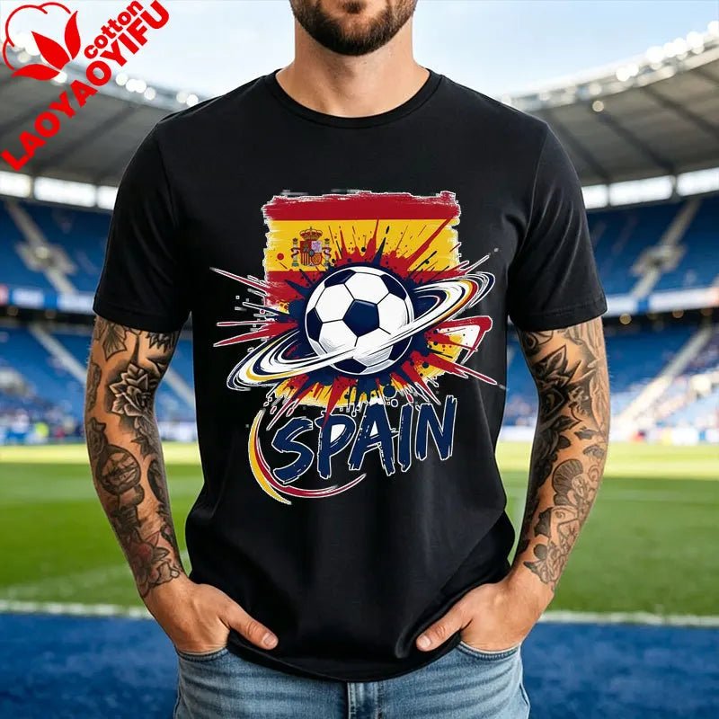 World Soccer Fan Tee Football 2026 USA Canada Mexico Spain Argentina Brazil National Teams Flag Graphic Men's Unisex Tshirt-AMAZON FACTORY