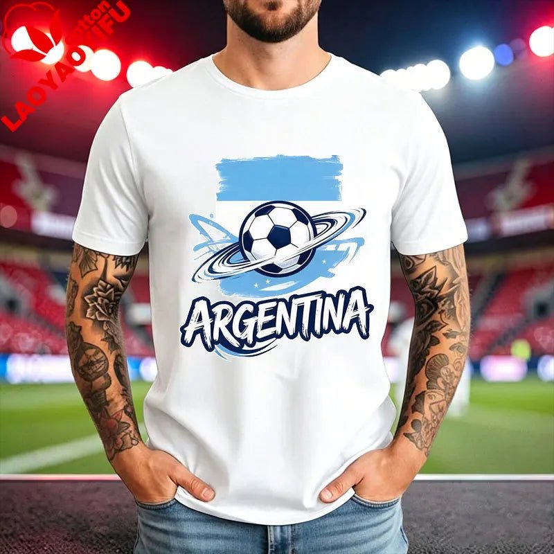 World Soccer Fan Tee Football 2026 USA Canada Mexico Spain Argentina Brazil National Teams Flag Graphic Men's Unisex Tshirt-AMAZON FACTORY
