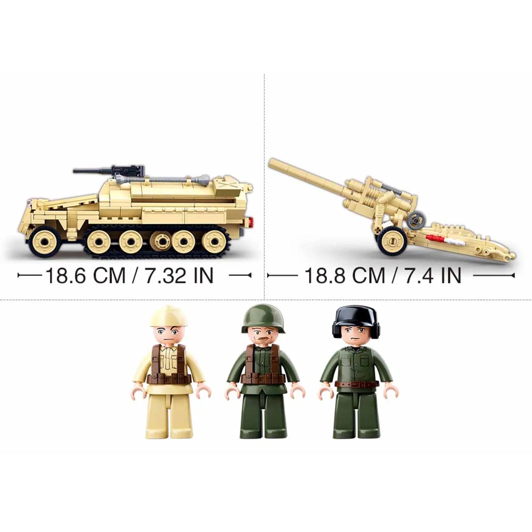 WWII SD.KFZ. 251 Half-Track K18 105mm Cannon Building Brick Kit (460 pcs)-AMAZON FACTORY