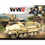 WWII SD.KFZ. 251 Half-Track K18 105mm Cannon Building Brick Kit (460 pcs)-AMAZON FACTORY