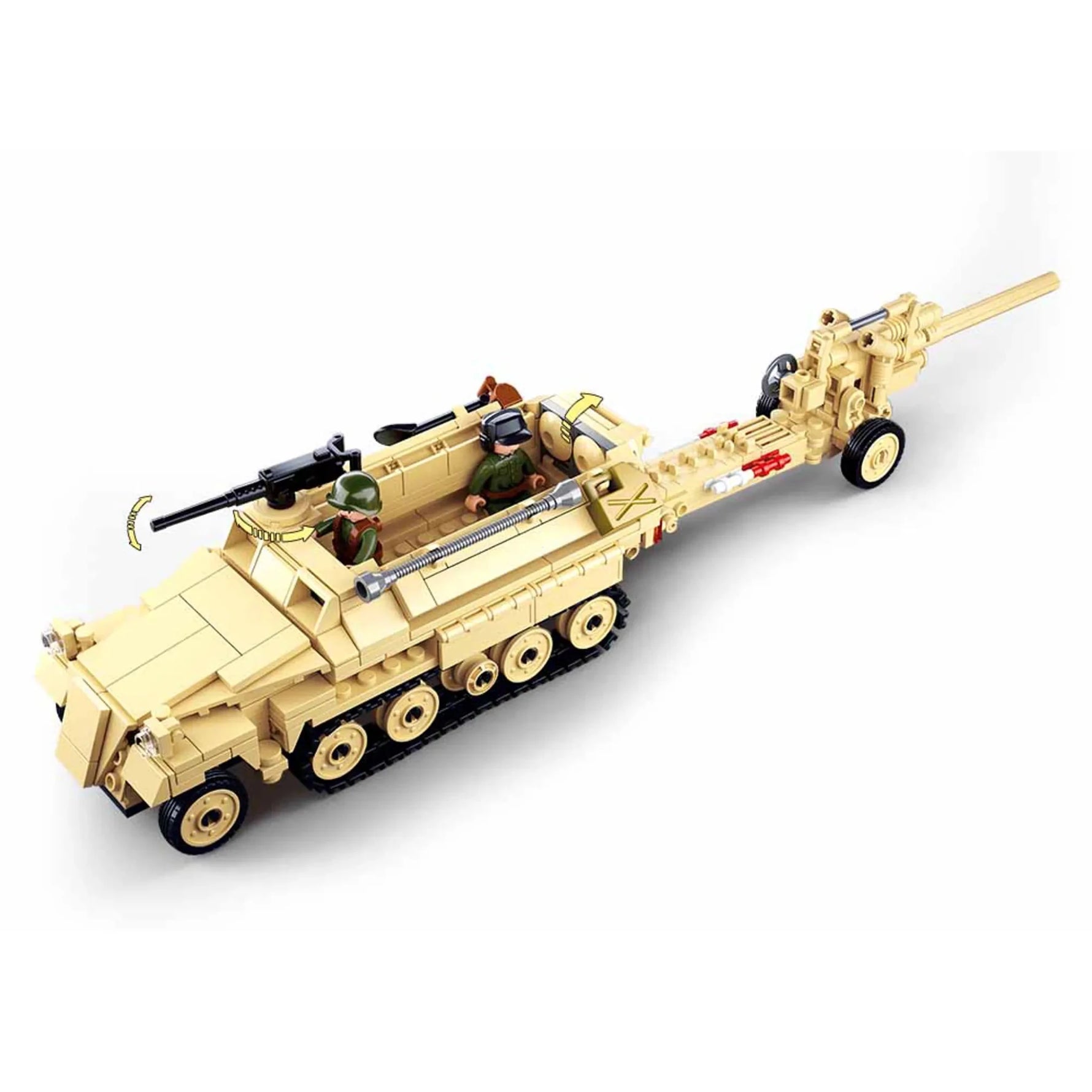 WWII SD.KFZ. 251 Half-Track K18 105mm Cannon Building Brick Kit (460 pcs)-AMAZON FACTORY