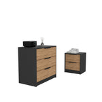 Zion 2 Piece Bedroom Set, Black Wengue/ Pine Finish - AMAZON FACTORY